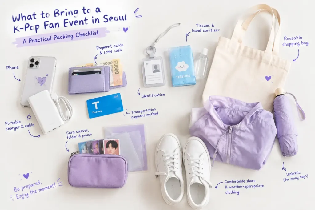 Essential items to bring to a K-pop fan event in Seoul