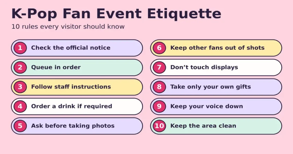 List of 10 etiquette rules for K-pop fan events in Korea